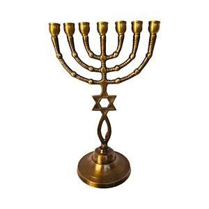 Menorah-Soporte de vela de Metal macizo Menorah, candelabro de 9 pilares, soporte de vela de lujo para templo judo - Product Image 1