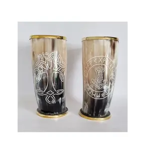 Modelo Antigo 2023 vidro chifre de búfalo tamanho grande Handmade 100% Real Horn Drinking Horn Cup/Vidro a preço barato