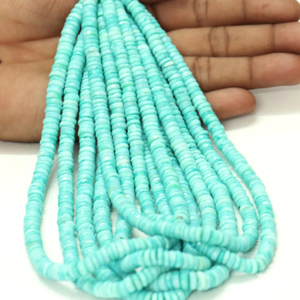 ลูกปัดโอปอลสีฟ้าทะเลสวยงามทรงล้อเจียระไน ขนาด 15 นิ้ว 5-8 มม. คุณภาพ AAA ลูกปัดพลอยทรงล้อเจียระไนสีฟ้าทะเล คุณภาพ AAA - Product Image 4