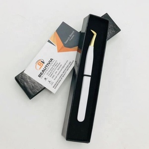 Pinzas de extensión de pestañas de acero inoxidable japonés de oro blanco más vendidas Tipo de Punta puntiaguda profesional - Product Image 5