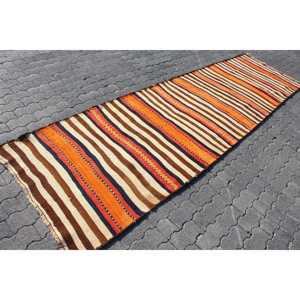 Alfombra turca de 3.3x11.7 pies, alfombra vintage tipo pasillo, alfombra con diseño de plantas y árboles marrones - Product Image 3