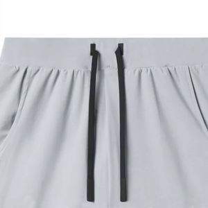 Custom Light Gray 2 In 1 Gym <b>Shorts</b> <b>Mens</b> Compression Liner Quick Dry Training <b>Shorts</b> <b>With</b> <b>Zipper</b> <b>Pockets</b> For Running - Product Image 5