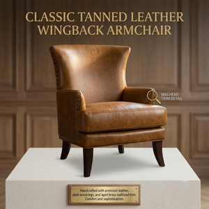Elegant Leather <b>Armchair</b> with Upholstered Cushion Solid Wood Legs Comfortable Lounge Chair for Living Room Hotel and Office Use - Product Image 2