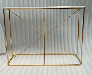 Mesa rectangular de consola de acero inoxidable con mármol blanco natural regular y estructura recubierta de deposición de vapor físico (PVD) - Product Image 4