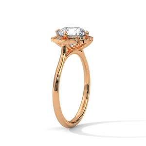 Anillo de Diamante de Laboratorio Redondo de 2 Quilates con Halo Floral, Oro Amarillo/Rosa/Blanco, Anillo de Compromiso Estilo Vintage, Claridad VVS, Cultivado en Laboratorio - Product Image 5