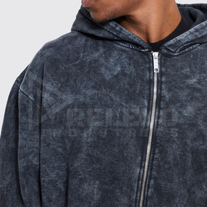 Nueva Sudadera con Capucha Lisa de Hombros Caídos, Lavado Ácido, Totalmente Personalizable, con Cremallera, Sólida, de Invierno, Estilo Urbano para Hombre, 2 Piezas, Alta Calidad, Transpirable - Product Image 3