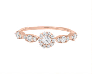 Elegante anillo de compromiso de Halo de moissanita creado en laboratorio de 0,45 quilates para mujer, anillos de diamantes exclusivos de oro sólido o plata esterlina - Product Image 3