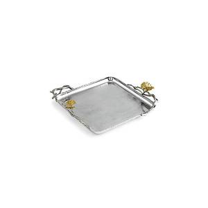 Bandeja decorativa para servir para restaurante con mango en forma de hoja Diseño de lujo Utensilios de cocina Bandeja para servir postres a la venta - Product Image 5