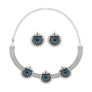 Peacock <b>Ruby</b> Diamond Choker <b>Necklace</b> for Party Wedding Engagement Anniversary-Fine Jewelry Set with Gold Plating - Product Image 2