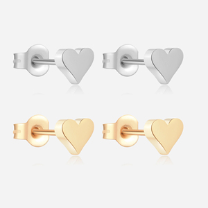 Lindo pendiente de tuerca en forma de corazón Simple abierto corazón Stud pendientes 10K 14K oro sólido minimalista amor corazones regalo para su fiesta desgaste - Product Image 1