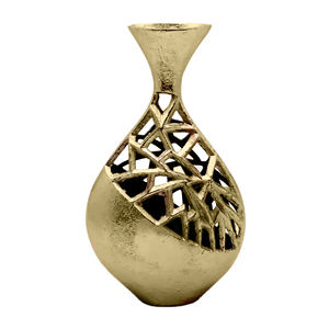 Vase à fleurs en aluminium moulé fantaisie fait à la main, forme de visage, finition brute brun, meilleure qualité, décoration de table à domicile, vase en métal - Product Image 2