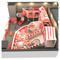 Nouvelle conception de terrain de jeu intérieur sur le thème des contes de fées pastel, avec piscine à balles et toboggan, équipement personnalisé pour les centres de fête pour enfants