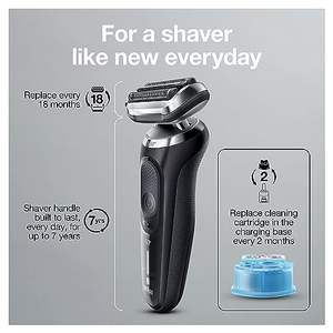 Afeitadora Eléctrica Recargable Inalámbrica Negra para Hombre, Sistema de Limpieza IPX7, Afeitadora de Cinco Cuchillas para Uso en Seco y Húmedo, Ideal para Autocaravanas - Product Image 2