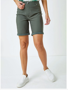 Solid Plain Color High-Waist Breathable Streetwear Summer Shorts for <b>Women</b> | Casual Stretchable Shorts with Pockets - Product Image 5