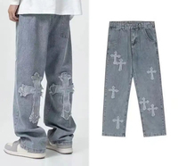 Erkek Bol Paça Kot Pantolon Denim Sokak Modası Düz Kesim Rahat Kalıp Yıkanmış %100 Pamuk Su Geçirmez Nefes Alabilir Çevre Dostu Düz Renk