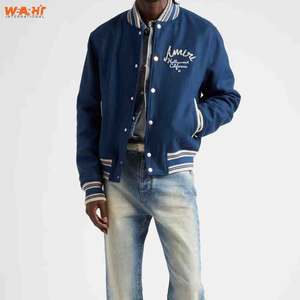 Fabricante OEM de alta calidad de la Universidad de los hombres de béisbol personalizado Bomber Letterman cuero Varsity chaqueta soporte bordado para el invierno - Product Image 3