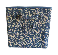 Fournitures de bureau, tissu en coton imprimé bleu, boîte de rangement pliable en carton cousu, magnifique boîte cadeau pliable personnalisée