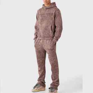 Conjunto Deportivo de 2 Piezas para Hombre, 100% Algodón, Estilo Apilado, Novedad de 2025, Sudadera con Bolsillo en la Manga, para Correr, Invierno - Product Image 1