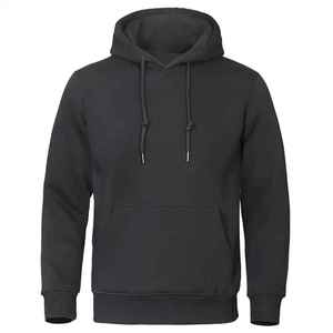 Rengvo Autumn Winter Unisex 100% Cotton Hooded Sweatshirt Warm Fleece Zipper-Up <b>Beaded</b> Technique Casual Solid Color Left Sleeve - Product Image 2