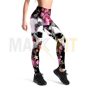 2023 MAXFIT ENTERPRISES Customized <b>Women's</b> High Waist Sports Pants Breathable Skull Seamless Printed <b>Leggings</b> Top Design - Product Image 4