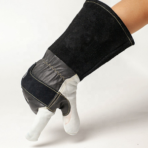 Gants de soudage en cuir de vache blanc et noir de haute qualité, résistants à la chaleur, avec logo personnalisé et doublure en Kevlar - Product Image 5