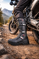Bottes de moto d'aventure mi-mollet, hiver, zippées, imperméables, tige en PU, protection TPU, brodées, durables, semelle antidérapante en caoutchouc
