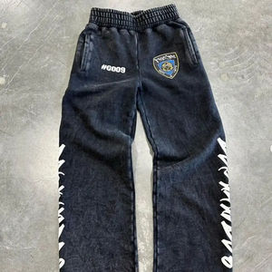 Luxurious <b>Black</b> Acid Washed Full Zip Vintage Distressed Stone Wash Streetwear Sweatsuit featuring Flared Sweatpants Tracksuits. - Product Image 3