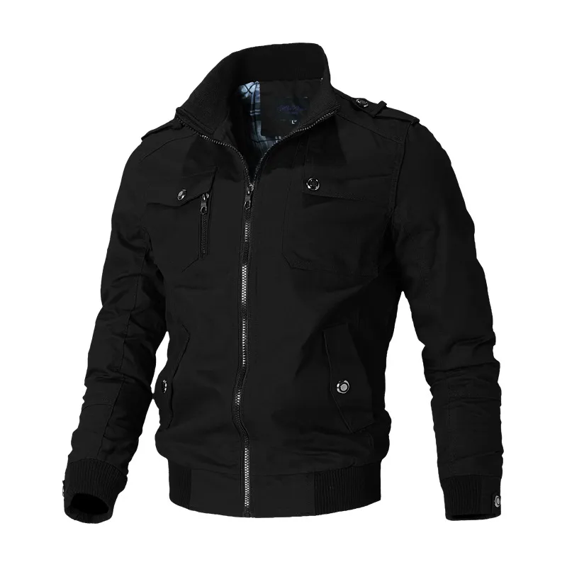 Jaqueta de piloto de vôo casual masculina, esportiva clássica moderna para primavera e algodão 100% de golfe, estilo bomber