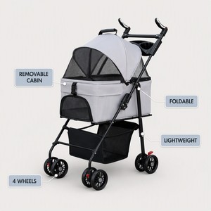 Foldable <strong>Pet</strong> Stroller for Small Dogs Cats Lightweight Travel <strong>Pram</strong> with Wheels Removable Carrier Outdoor <strong>Pet</strong> Cart OEM Custom - Product Image 3