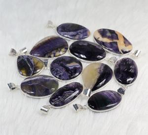 Pendentif en fluorite bertrandite violette pour la fabrication de bijoux en argent, vente en gros, pendentif en serti - Product Image 2