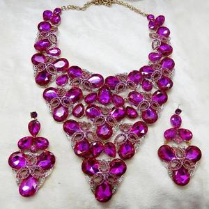 Yoona Purple AAA Crystal Stone Necklace Set 1108215C-Premium Crystal Jewelry - Product Image 1