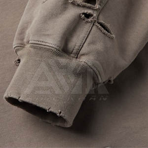 Prix de gros, logo personnalisé, sweat-shirts d'hiver solides et délavés pour hommes, coton de haute qualité, écologique, respirant - Product Image 4