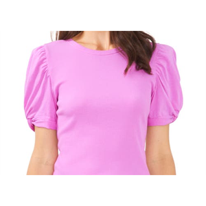 เสื้อยืดแขนพองลายดอกไอริสสำหรับผู้หญิง ผ้าคอตตอนระบายอากาศได้ดี ฟรีไซส์ ทรงหลวม สั้น เซ็กซี่ - Product Image 2