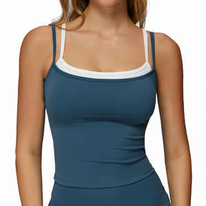 Camiseta sin mangas para mujer, versátil, de algodón, transpirable, tejida, para yoga, gimnasio, con textura acanalada. - Product Image 2