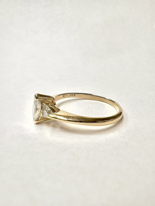 <b>Dainty</b> Women 14K Solid <b>Gold</b> Three Stone Engagement Wedding <b>Ring</b> Marquise And Trillion Cut Lab Grown Diamond Fine Parties Jewelry - Product Image 4