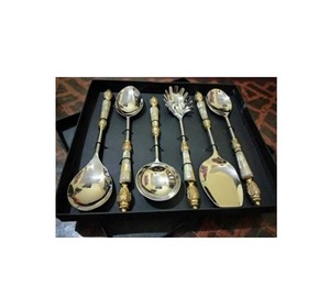 New Arrival Stainless Steel Salad Server Spoon <b>Set</b> <b>Flatware</b> <b>Set</b> Restaurant Handmade Shiny Mirror Polished - Product Image 3