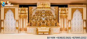 Mandap Manavari para Bodas Tradicionales de Sri Lanka, Mandap Blanco para Bodas de Sri Lanka, Mandap Decorativo de Fibra para Bodas Tamilas - Product Image 3
