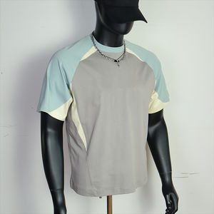 T-shirt en coton 100% personnalisé de haute qualité avec logo brodé, design coupé, coupe oversize, tissu mélangé, couleurs variées - Product Image 4