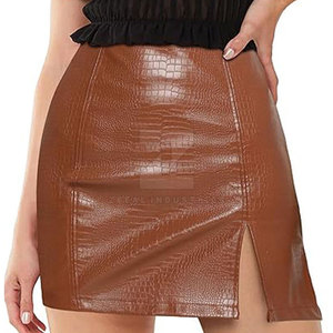 2025 Latest Design Women's Breathable Eco-Friendly Leather Skirt <b>Knee</b>-Length Party Wear <b>High</b> Quality in Stock - Product Image 1