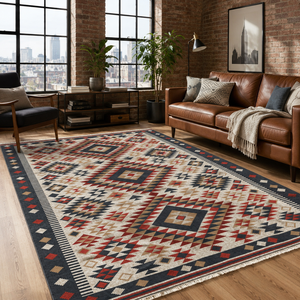 Tapis lavable en chenille Rug Weavers RW7072 Antalya Chestnut Tribal, 10 tailles, vente en gros et dropshipping - Product Image 1