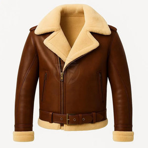 Veste d'hiver en cuir doublée de peau de mouton, chaleur accrue, aspect élégant, haute qualité, logo frontal, design écologique et léger - Product Image 3