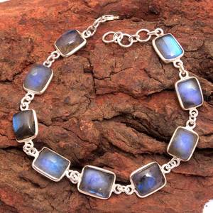 Llamativa pulsera de declaración de piedras preciosas de labradorita de 7,5 pulgadas hecha a mano joyería de plata de ley 925 para cualquier gran idea de regalo. - Product Image 1