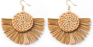 Pendientes de Perlas Tejidas de Ratán Vintage de Vietnam - Unisex, Regalo de Compromiso, Boda, Fiesta para Mujer, JOLENE - Product Image 5