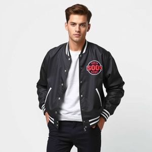 Chaqueta universitaria naranja de alta calidad con logotipo personalizado, estilo de Primavera de ropa de calle, disponible a granel, proveedor OEM, hecho en Pakistán - Product Image 2