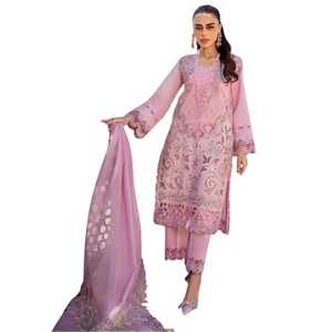 คอลเลกชันเครื่องแต่งกายของผู้หญิงวัสดุโรมันสไตล์อินเดียและปากีสถานพร้อมงานปักจากปากีสถาน - Product Image 1