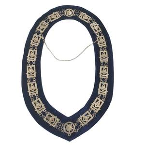 Collier de chaîne Regalia maçonnique en gros de haute qualité avec matériau en cuir de conception 3D brodé de logo personnalisé - Product Image 5