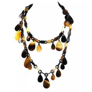 Trâu sừng Đen & Nâu Giọt Nước Mắt Thả vòng cổ, một mảnh tuyên bố phong cách - Product Image 1