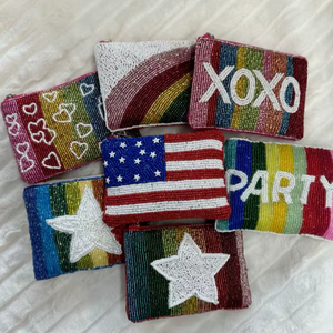 Monedero Personalizado con Bordado de Corazón y Cuentas, Bolsa con Cremallera, Hecho a Mano, Compacto, para Mujeres y Niñas, Venta al por Mayor - Product Image 1
