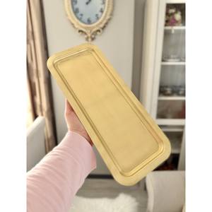 Plateau de service en acier inoxydable de forme rectangulaire métallique dorée de style tendance nouveauté qualité luxueuse - Product Image 2