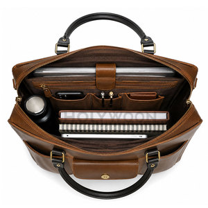 Sac à ordinateur portable en cuir simple et élégant pour hommes, grande capacité, design confortable pour le transport, idéal pour le travail de bureau et les activités quotidiennes - Product Image 6